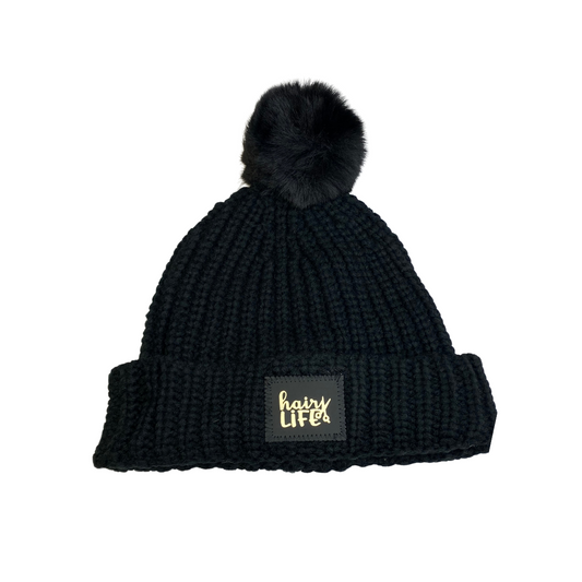 Black Hair Life Pom Hat